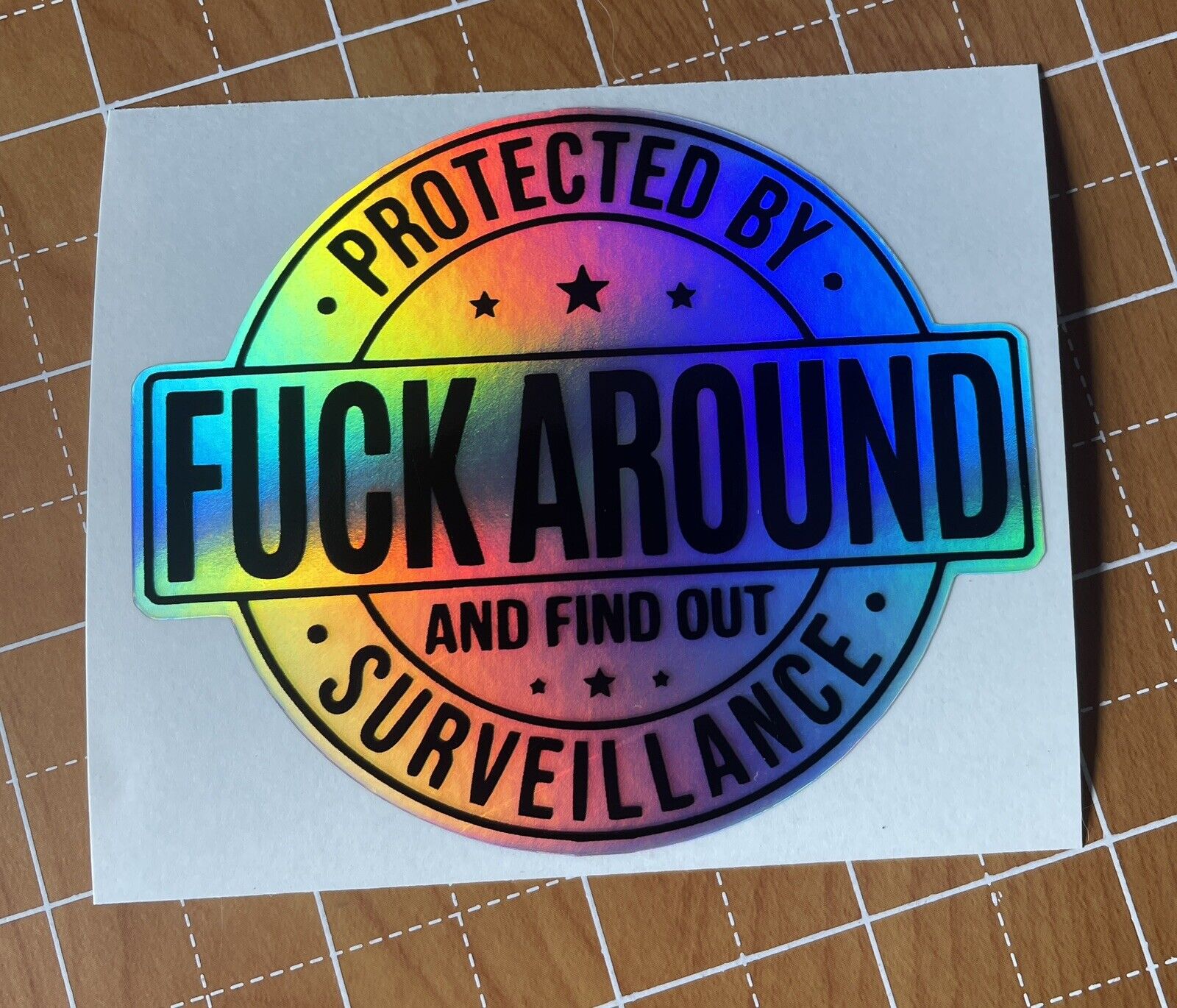 Protected By Sticker - 3” Made With Heavy Duty Holographic Vinyl