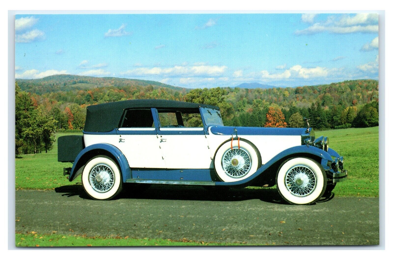 Postcard 1929 Rolls Royce Phantom I Convertible Sedan, LI Auto Museum NY D100