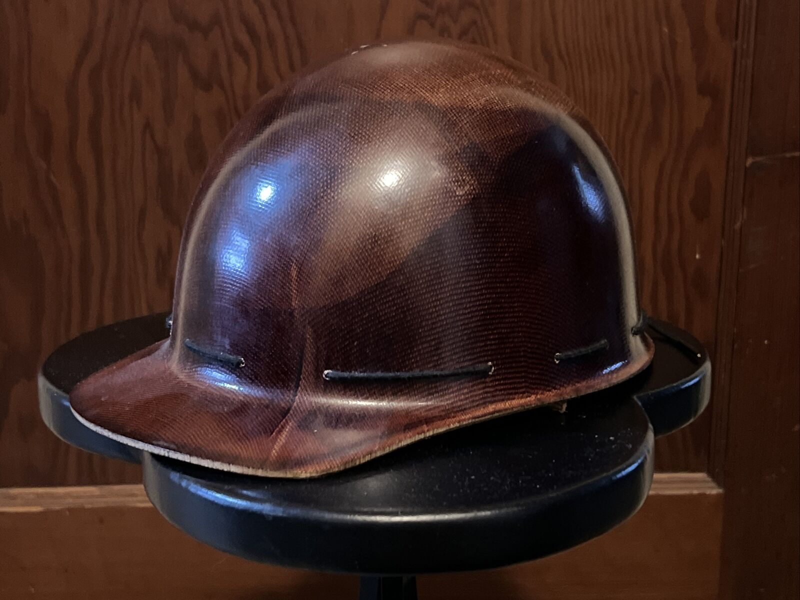 Vintage Antique Miners Helmet MSA Skullgard Brown Protective Cap Size 7-1/4 USA