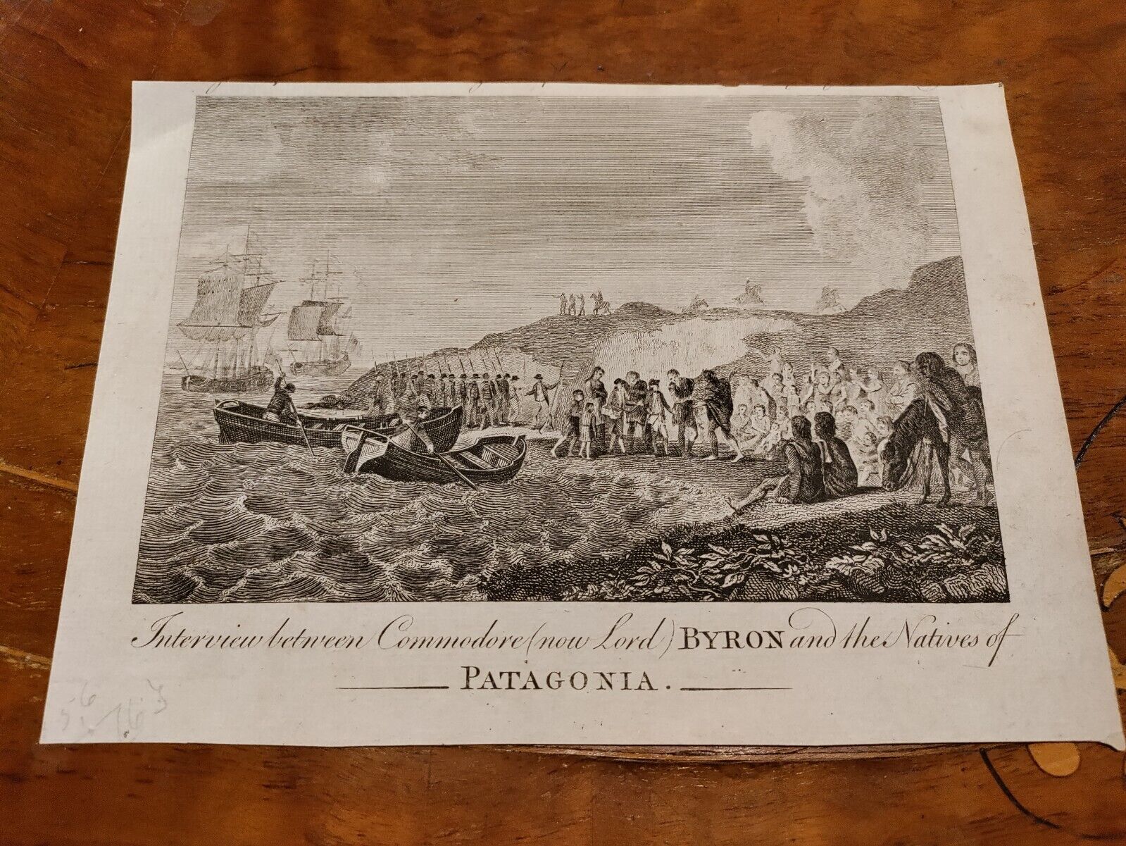 1787 Interview between Commodore (now Lord) Byron & Natives of Patagonia Plate