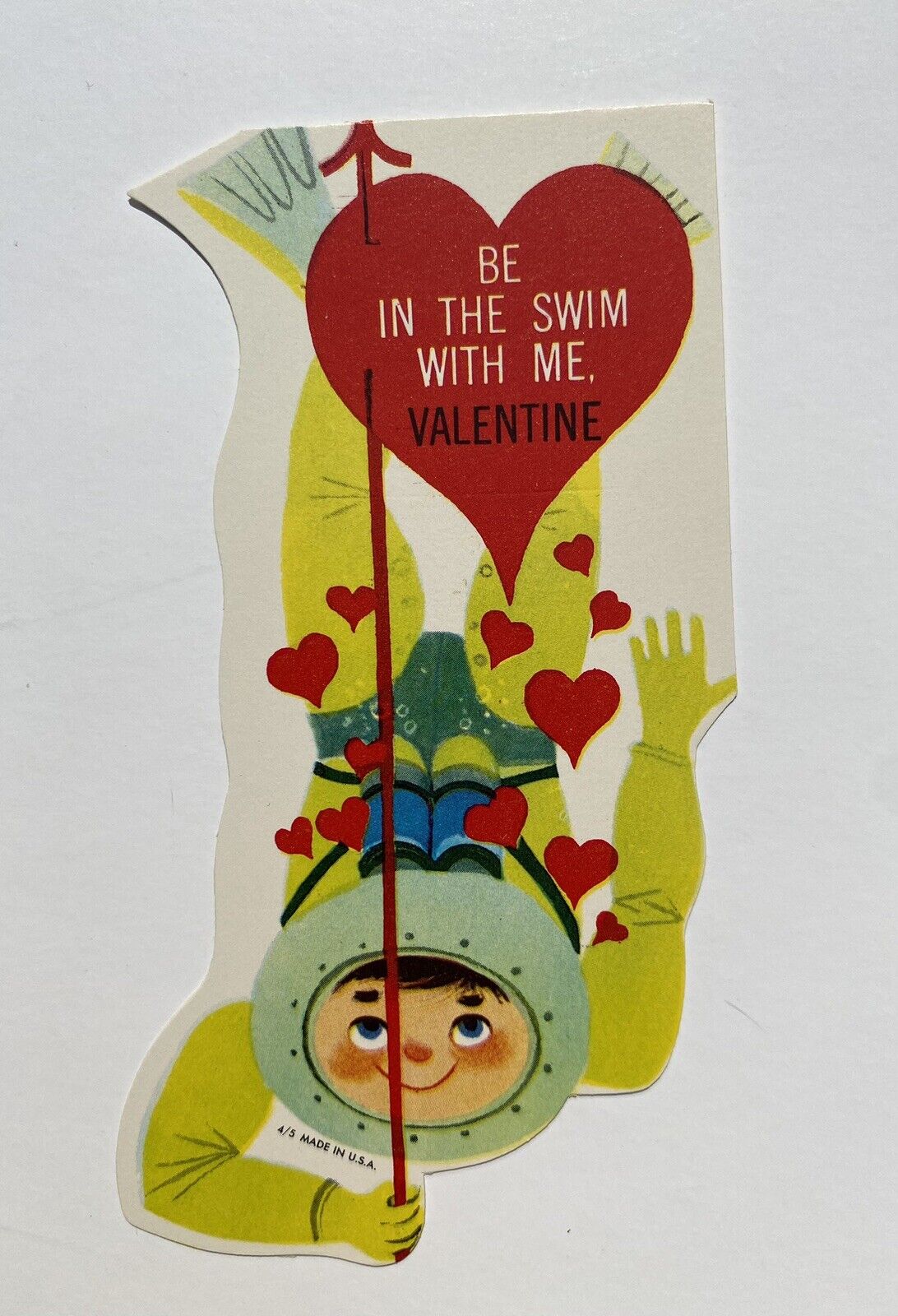 Scuba Diver Unused Vintage Valentine Card Unused