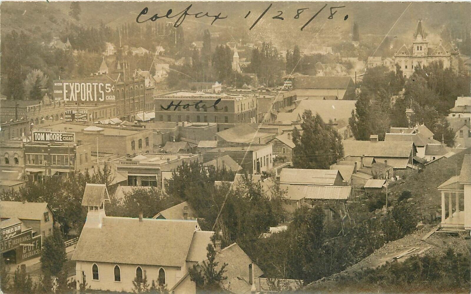 Postcard RPPC 1908 California Colfax Placer Hotel Birdseye View 23-13054