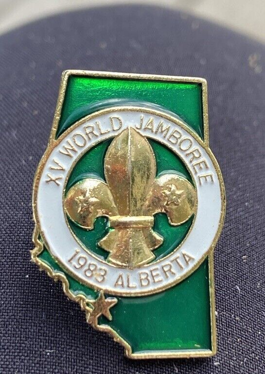 CB Boy Scout 1983 XV WORLD JAMBOREE MONDIAL Hat Lapel PIN  Back ALBERTA CANADA