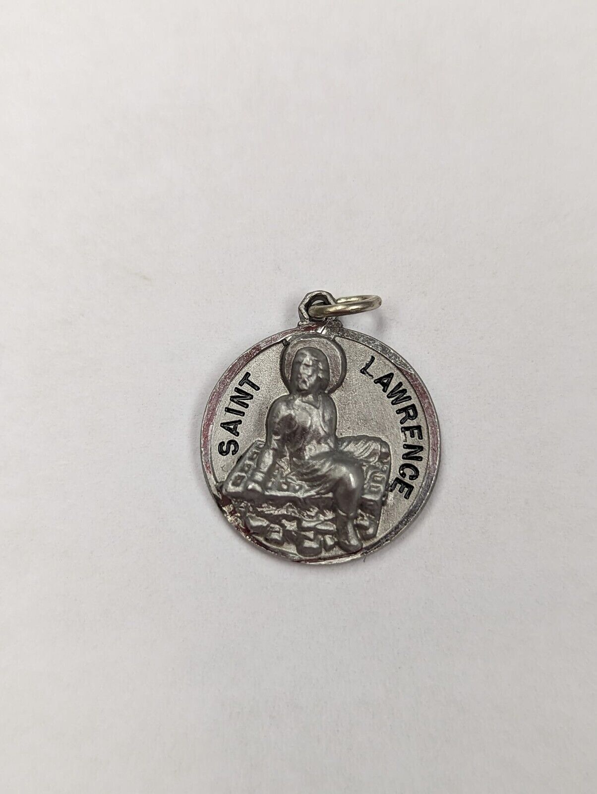 ROUND Creed Saint St Lawrence SILVERTONE Medal 7/8 Inch