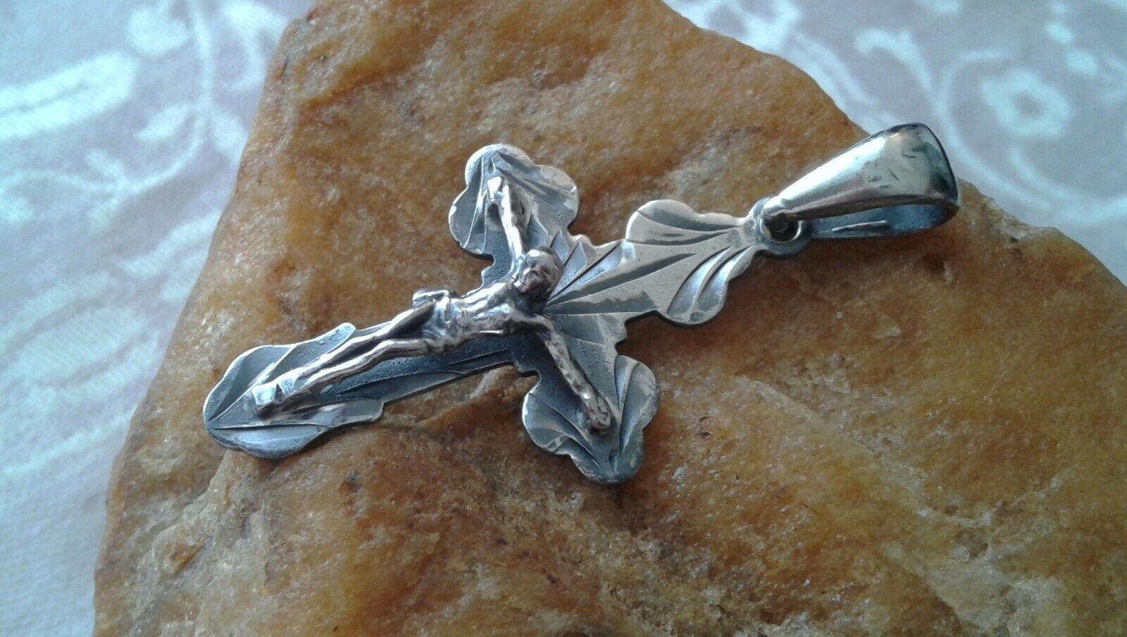 VINTAGE STERLING SILVER 925 LARGE ORTHODOX CRUCIFIX PENDANT \