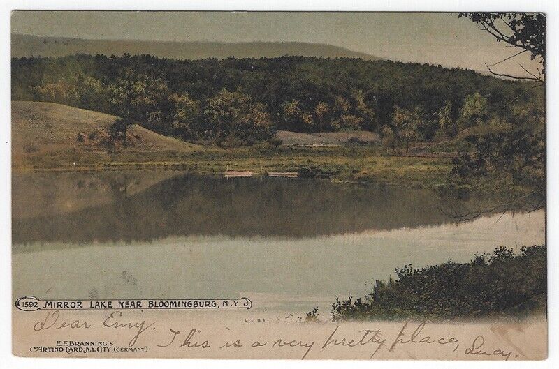 Bloomingburg,  New York, Vintage Postcard View of Mirror Lake, 1904