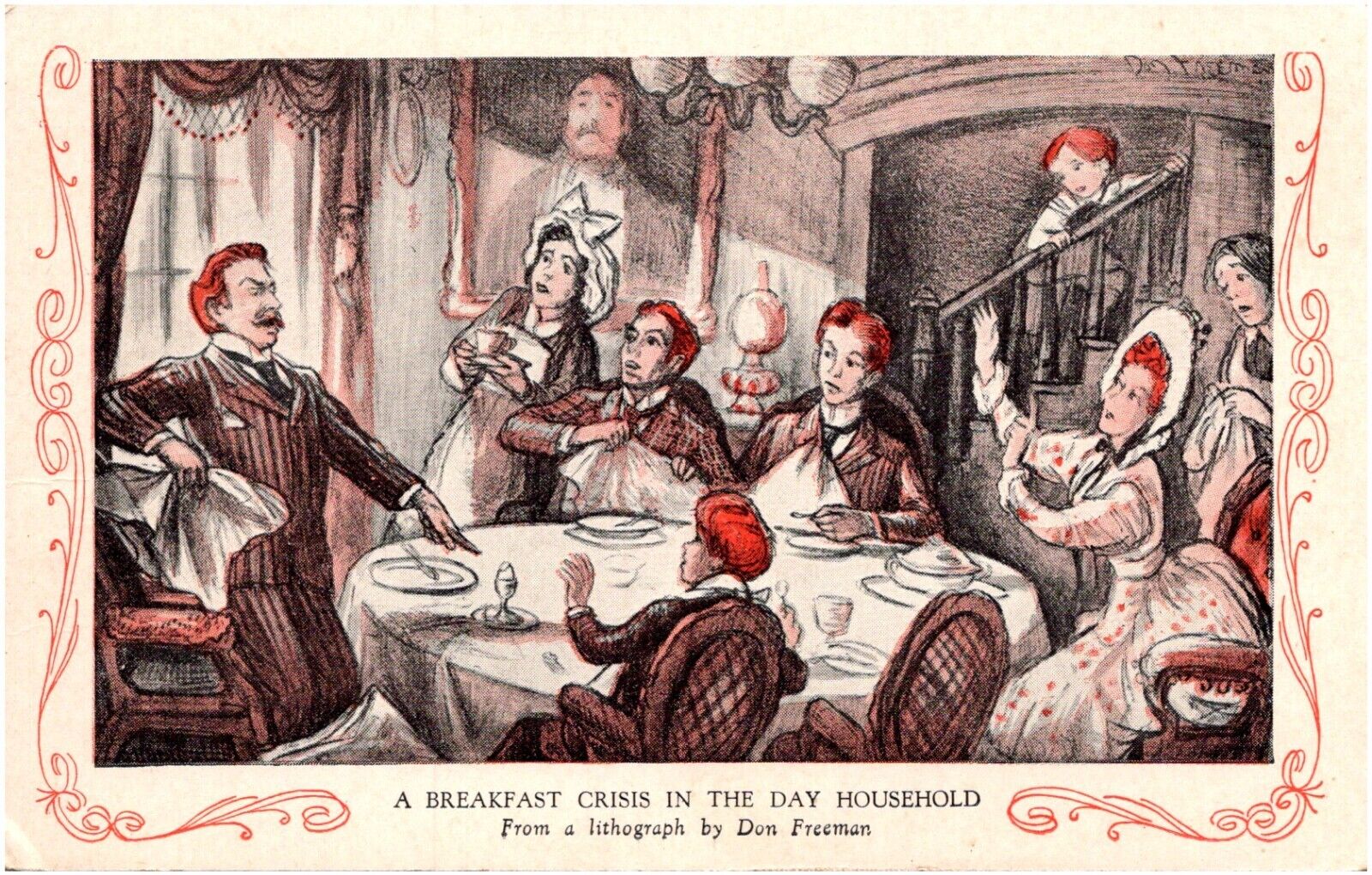 A Breakfast Crisis in Clarence Day Household Life With Father Postcard Freeman