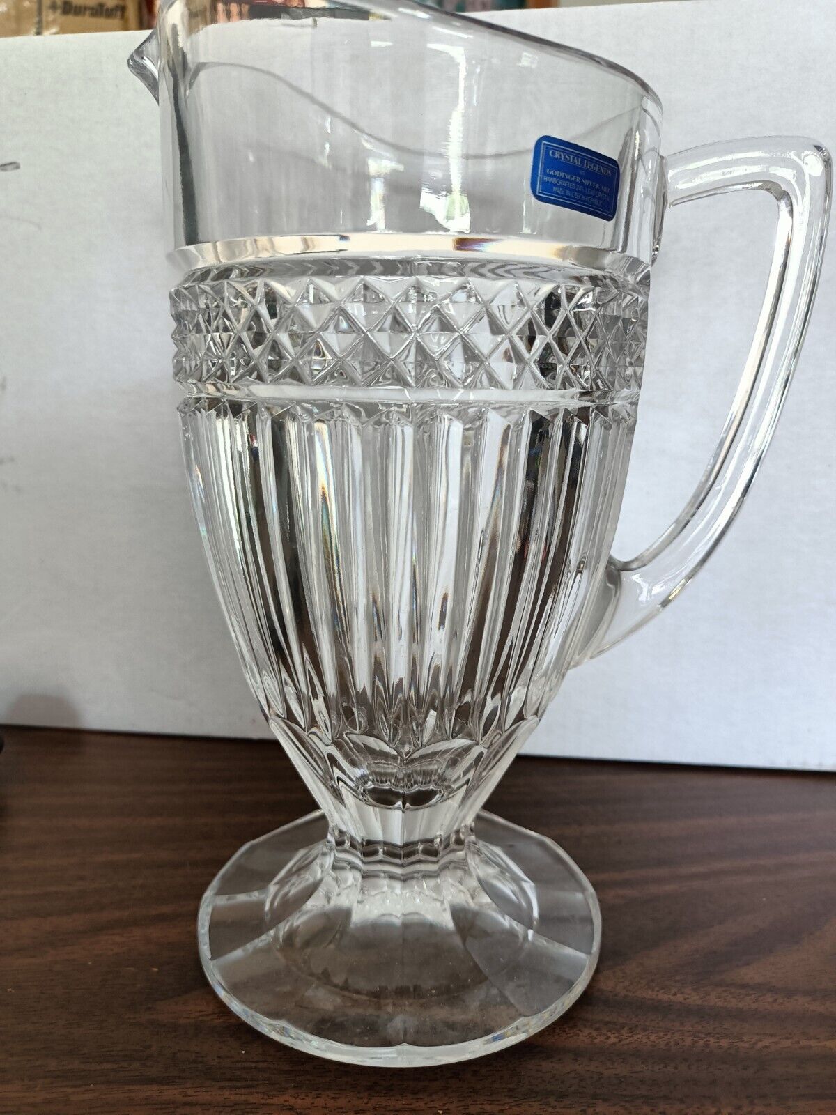 Vintage Godinger Silver Art Excelsior Crystal Legends Pitcher, 24% Lead Crystal