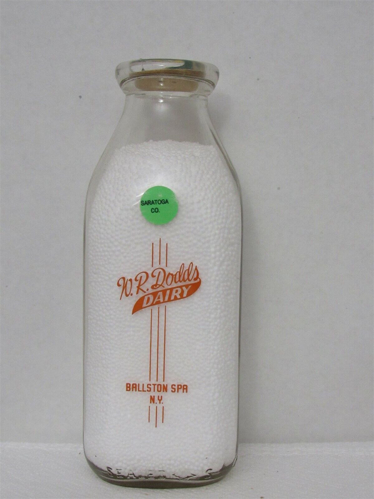 SSPQ Milk Bottle W R Dodds Dairy Ballston Spa NY SARATOGA COUNTY 1954 RARE V#1