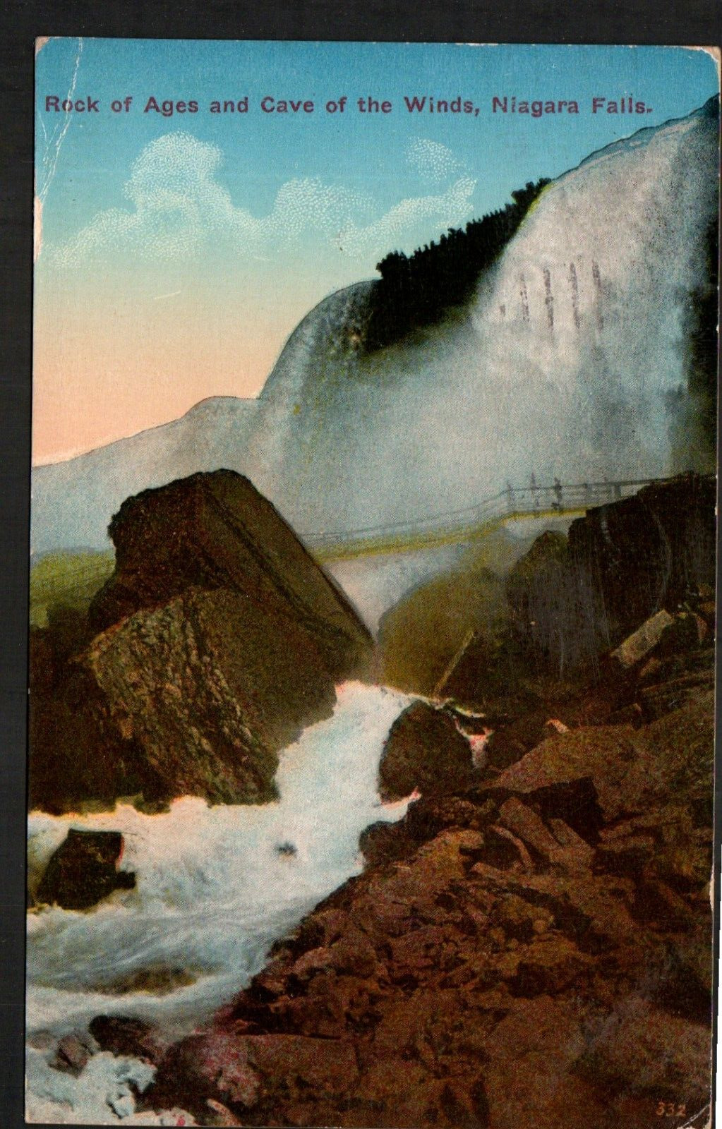 Postcard Rock of Ages Cave of Winds Niagara Falls Buffalo NY 1914 Flag Cancel