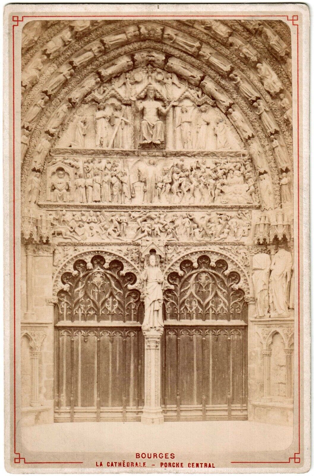 Bourges.La Cathédrale.Porche Central.France.Cabinet Card Card.Albuminated Photo.