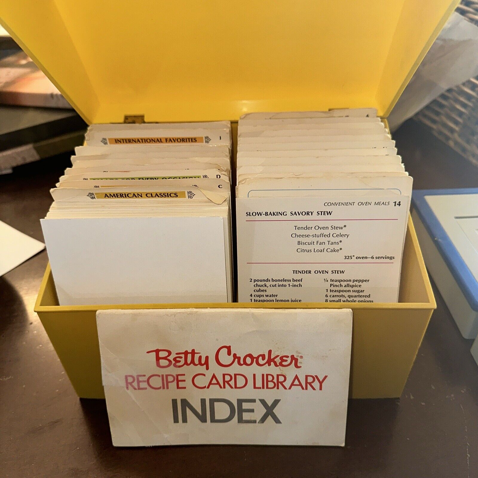 Vintage 1970s Betty Crocker Recipe Card Library Box Yellow