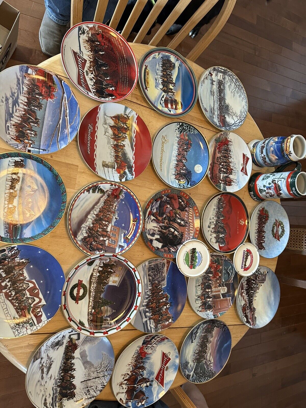 budweiser Holiday Plates Lot Also 2 Holiday Mugs