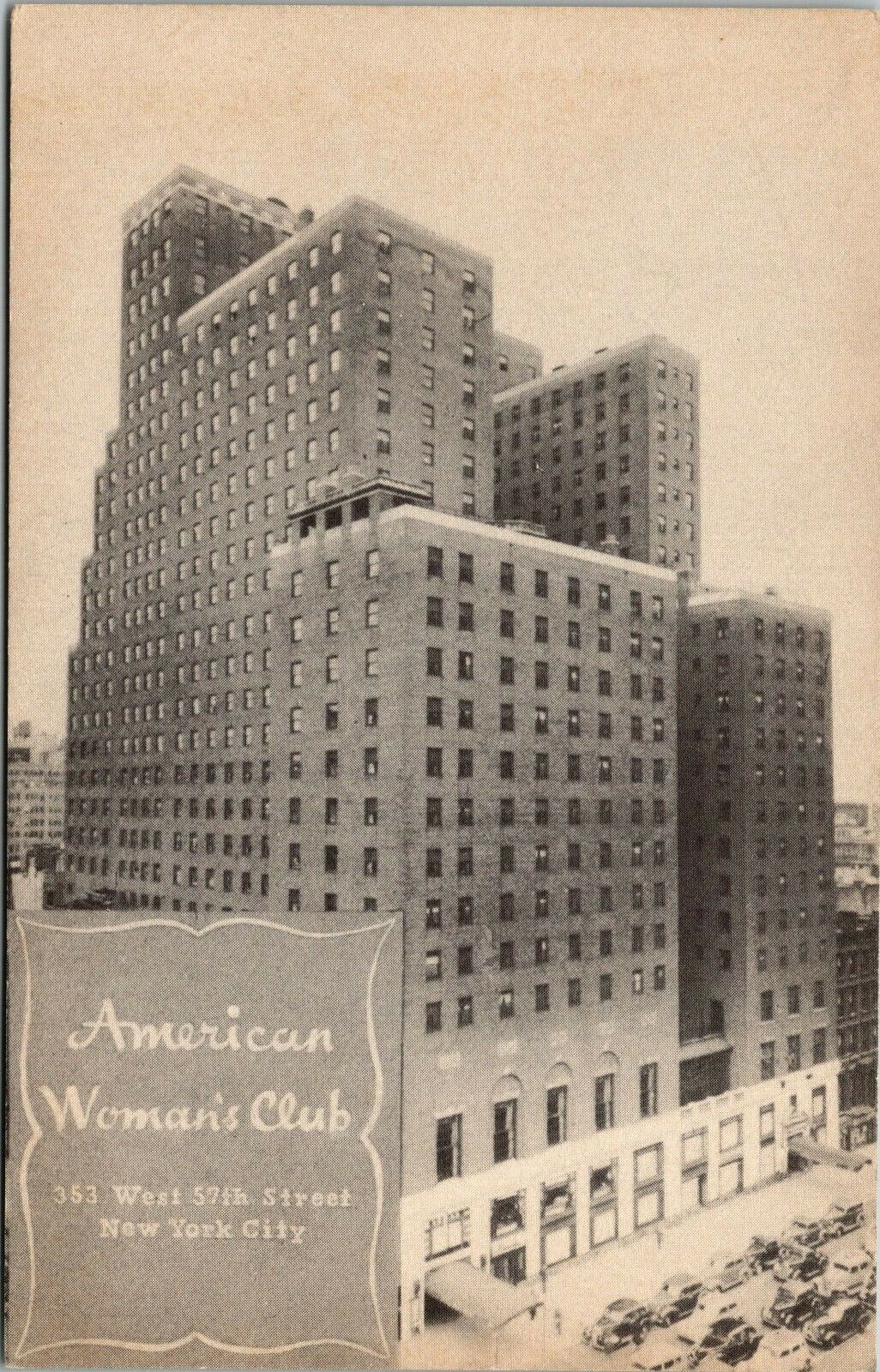  New York City American Woman\'s Club 353 West 57th Street Vintage Postcard 