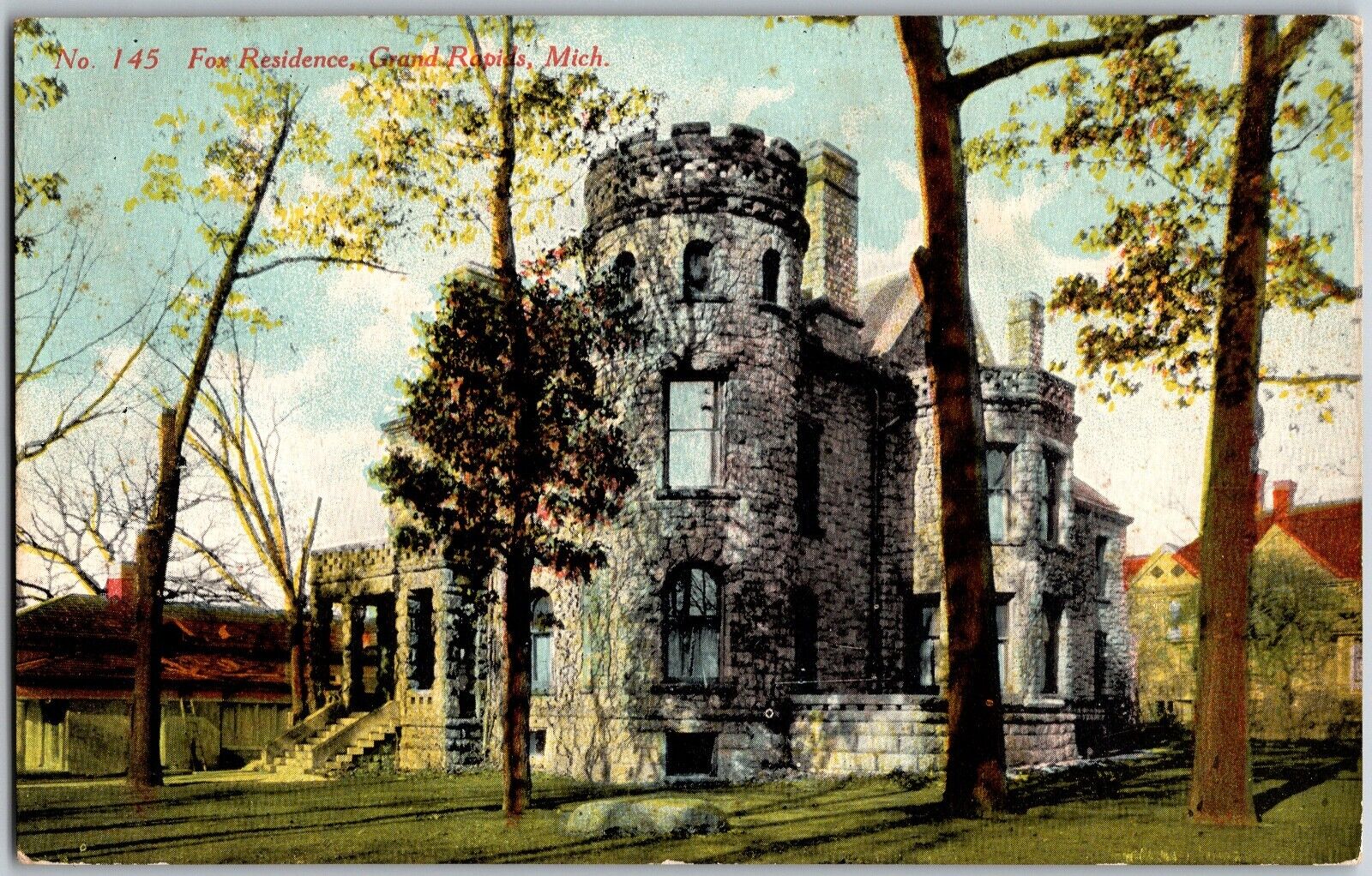 Grand Rapids, Michigan MI - Fox Residence - Vintage Postcard
