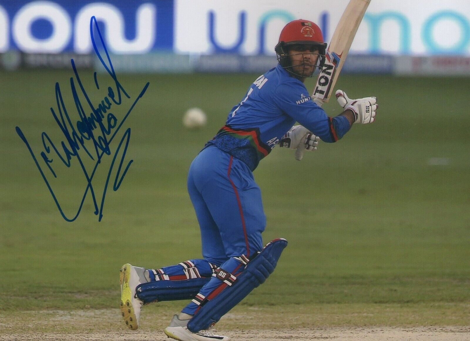 Original Autographed Photo of Afghan Cricketer Mohammad Nabi