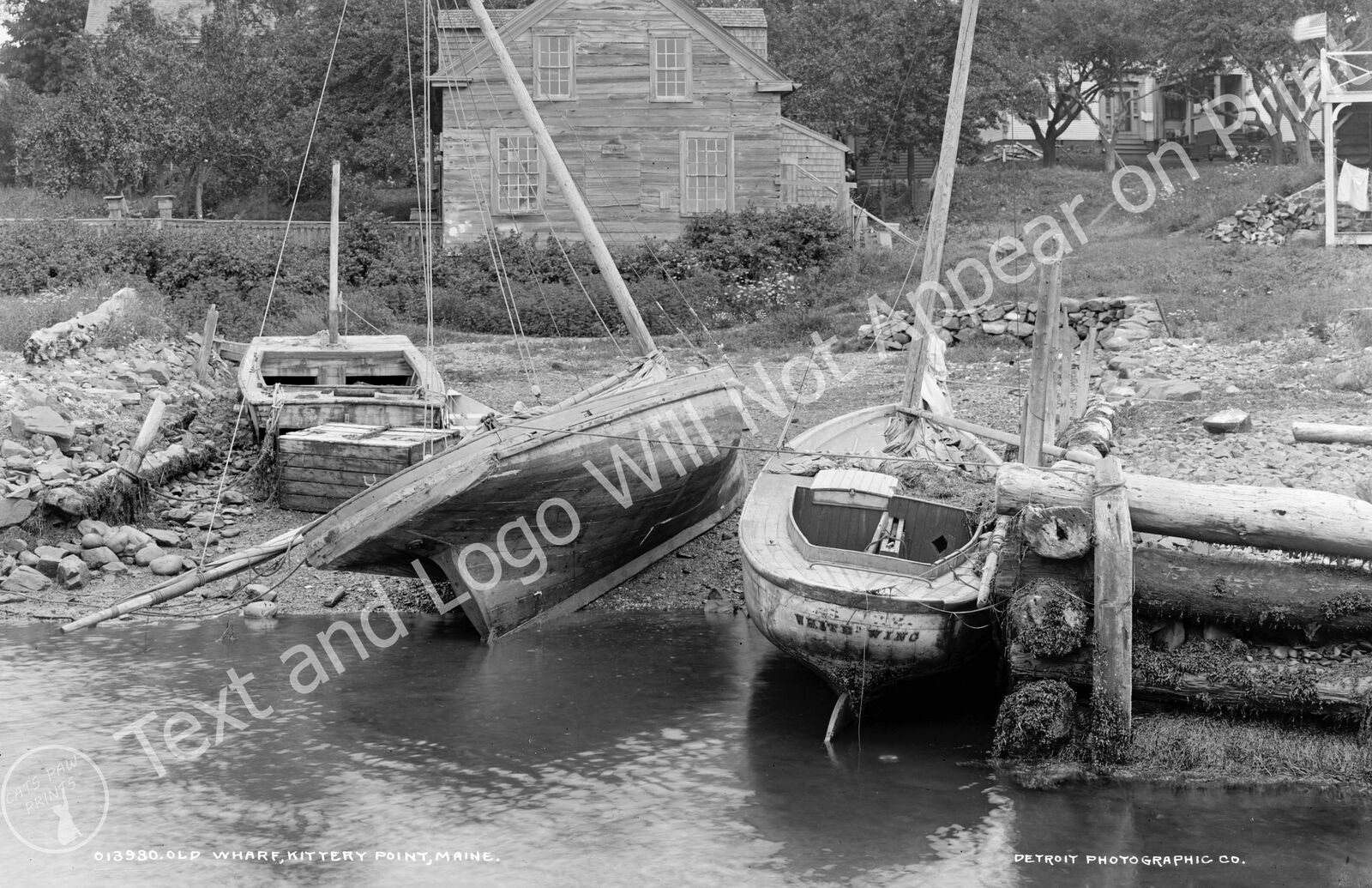 1900 Old Wharf, Kittery Point, Maine Vintage Old Photo 11\