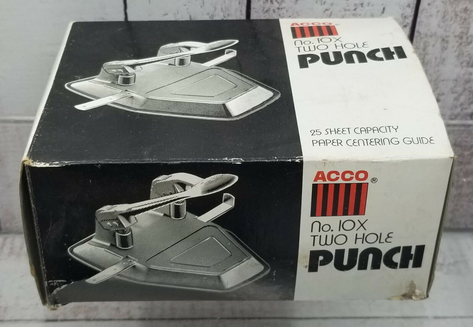 Vintage ACCO 10x Two Hole Punch Gray Stock No 74104 Original Box New Unused