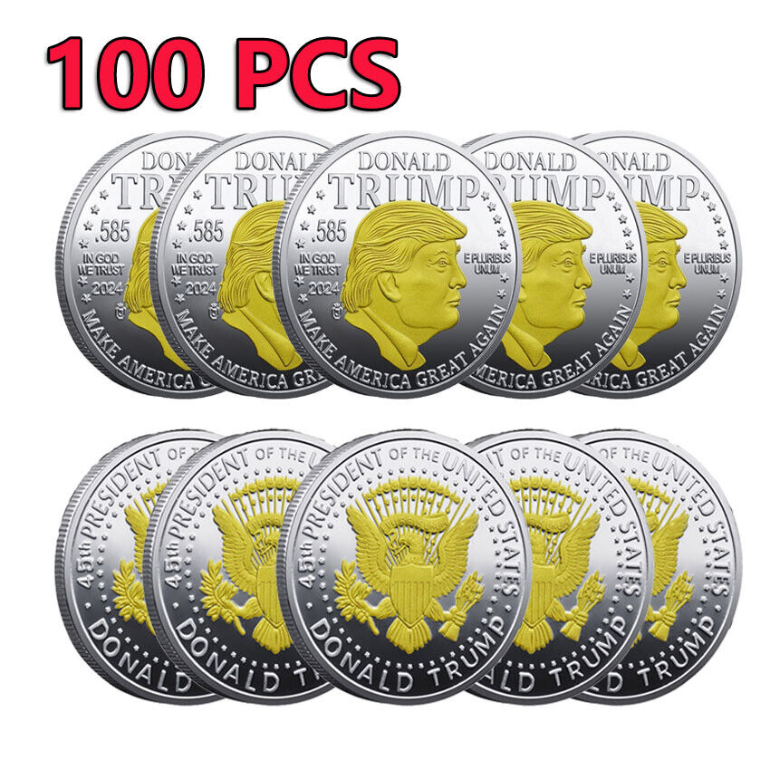 100PCS MAGA King Commemorative Challenge Coin 2024 45Th President Donald Trump