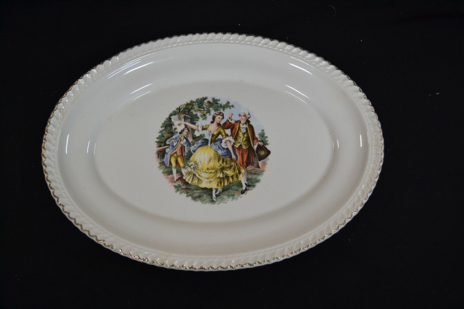 Vintage The Harker Pottery Co 22 Kt. Gold Oval Plate 12 Inch 