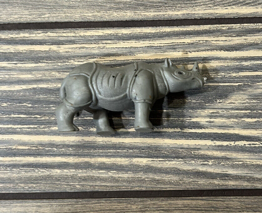 Vintage Gray Rhinoceros Rhino Toy 2.75” Figure Figurine