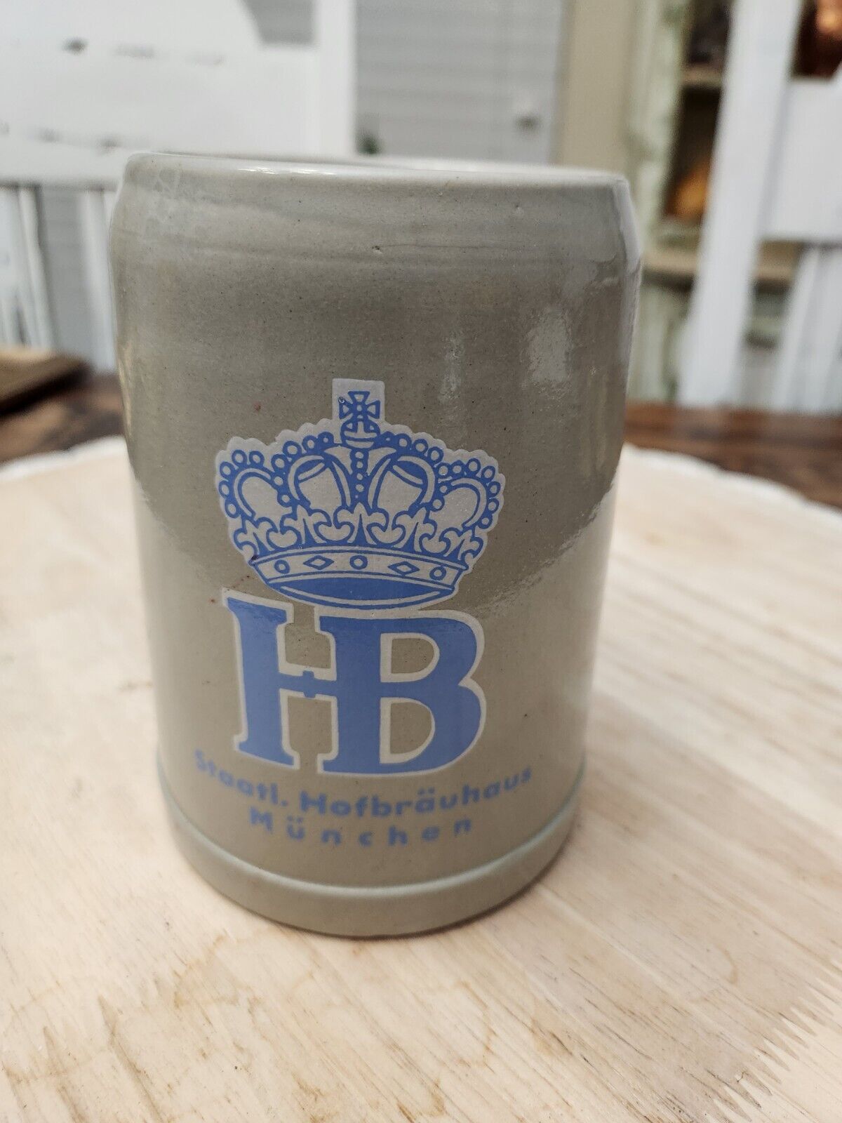 Vintage HB Hofbrauhaus Beer Stein Mug Stoneware 0.5L Munched Germany