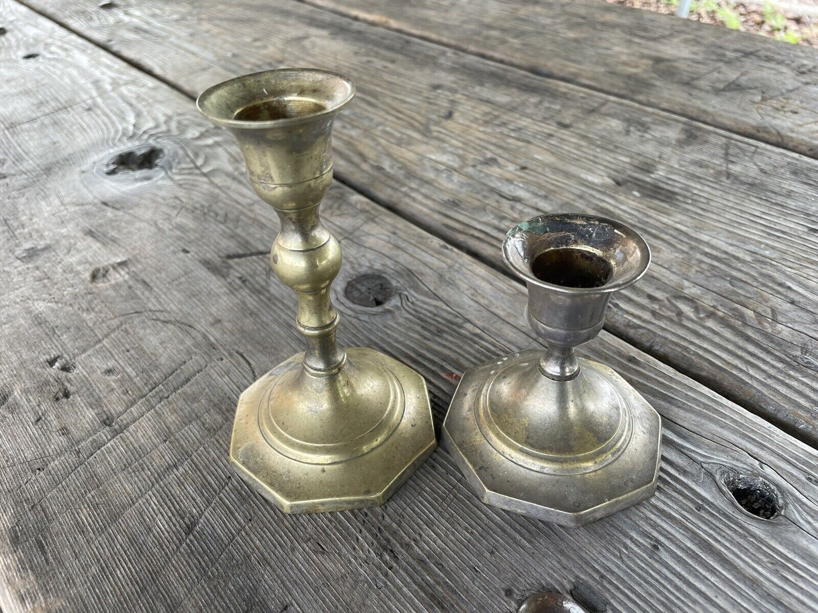 Vintage Lot Of 2 Silver Color Silver plated India Candlesticks Candleholders