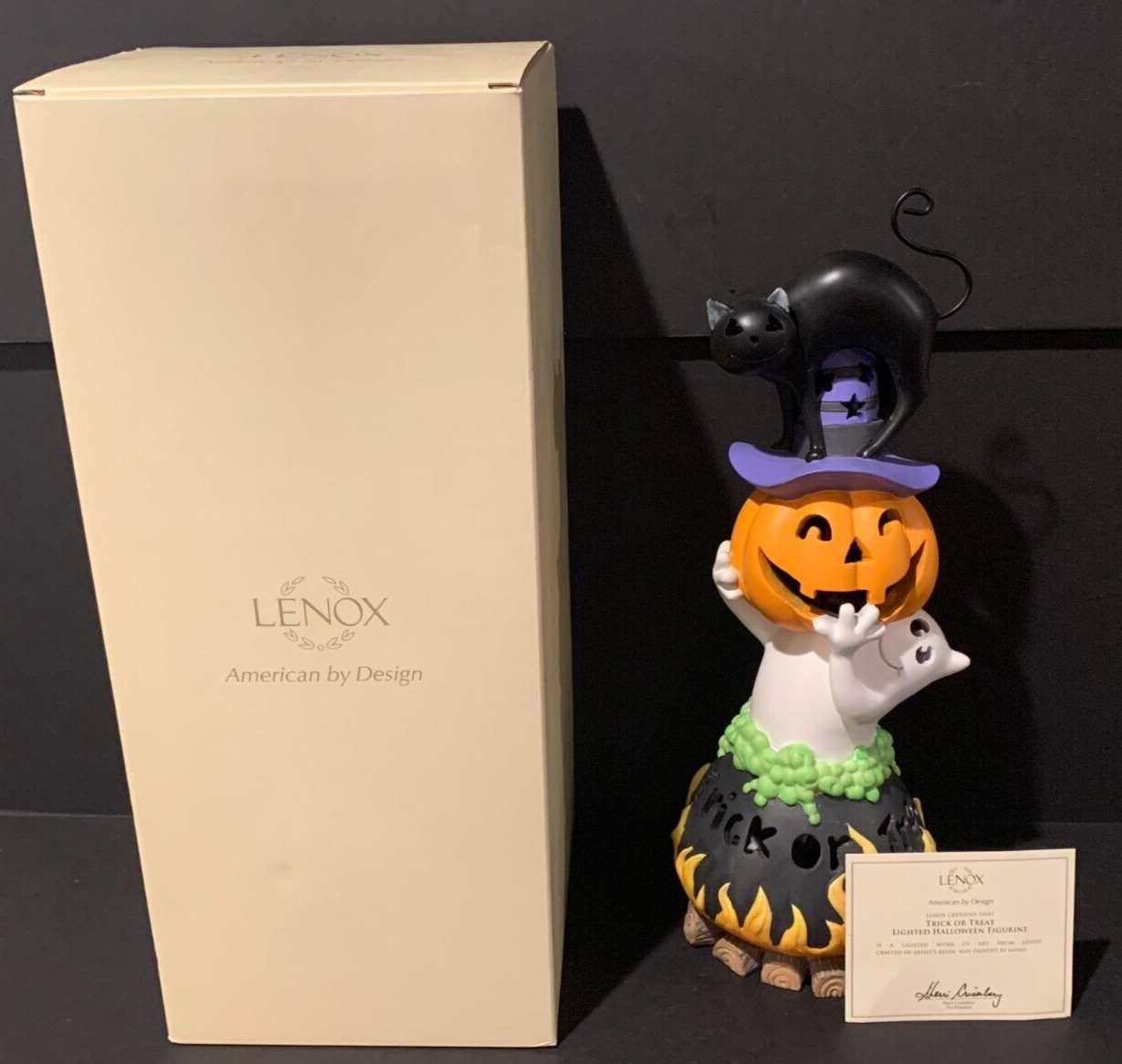 New in Box LENOX TRICK OR TREAT LIGHTED HALLOWEEN FIGURINE 