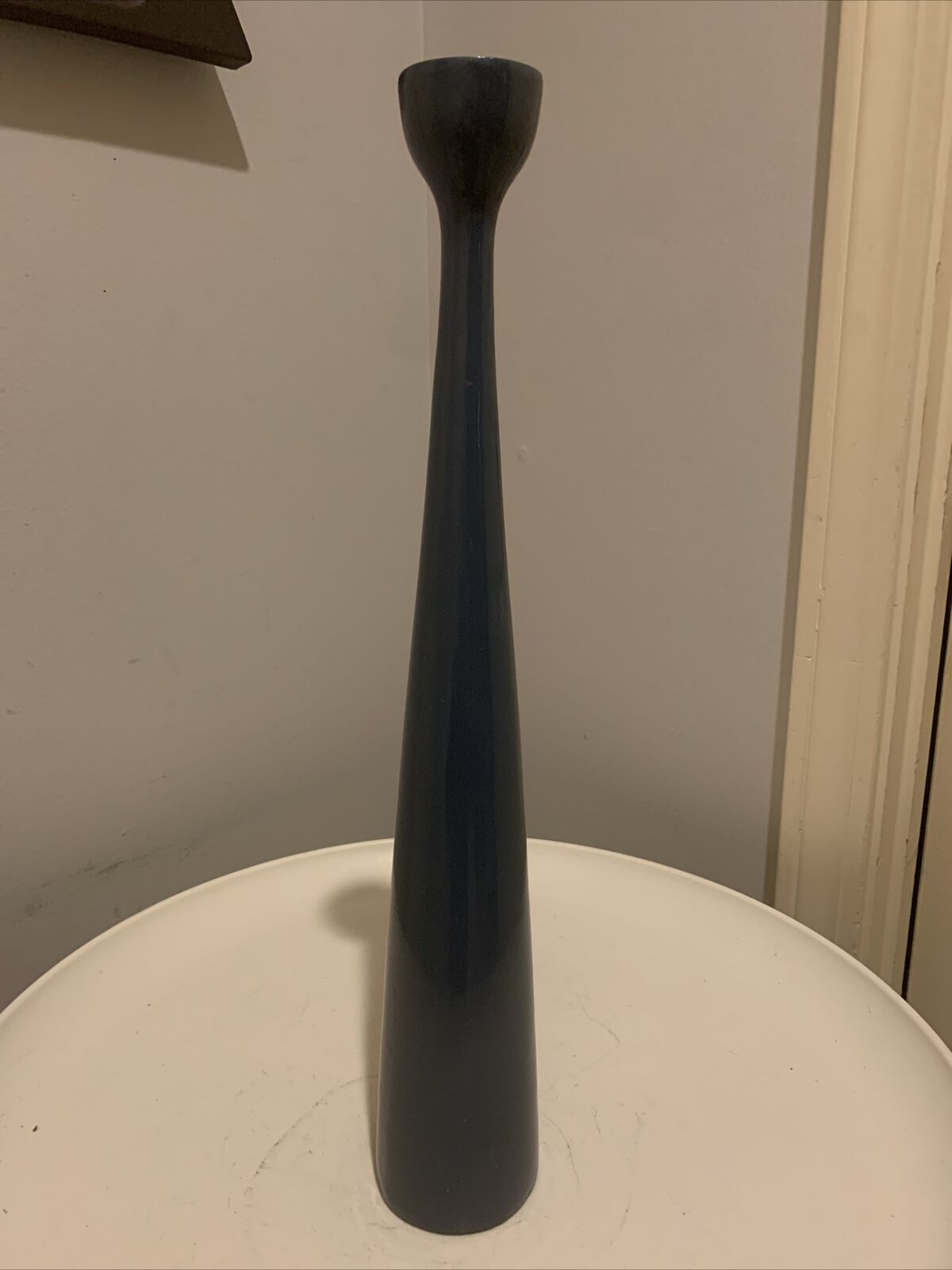 Retro Danish Modern Style X Tall Blue Candle Holder 18”