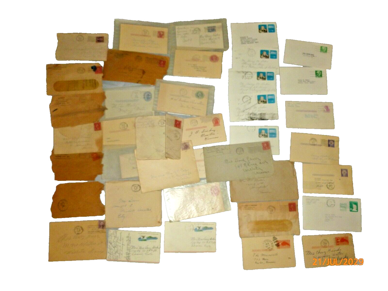 Vintage Antique Handwritten & Typed Lot Stamped Envelopes Postcard Pre Paid 30+
