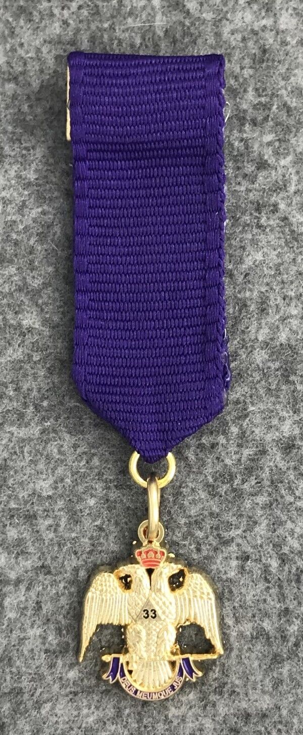 Masonic Scottish Rite 33rd Degree Mini-Jewel with Purple Ribbon