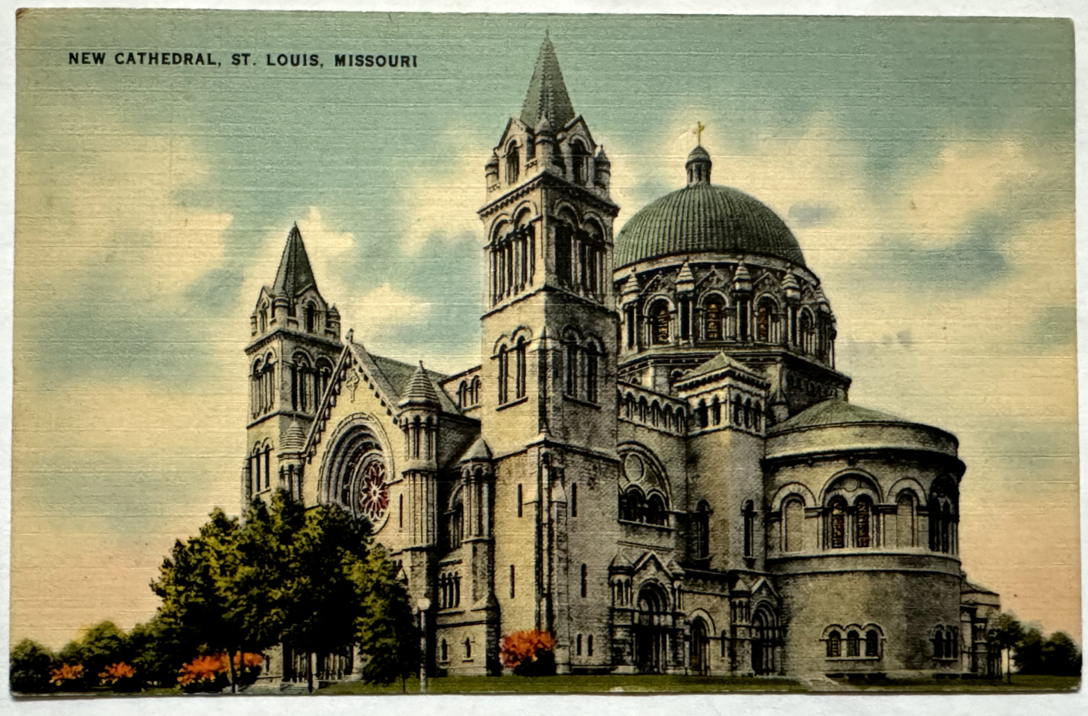 Cathedral Basilica of Saint Louis Exterior St. Louis Missouri MO Linen Postcard