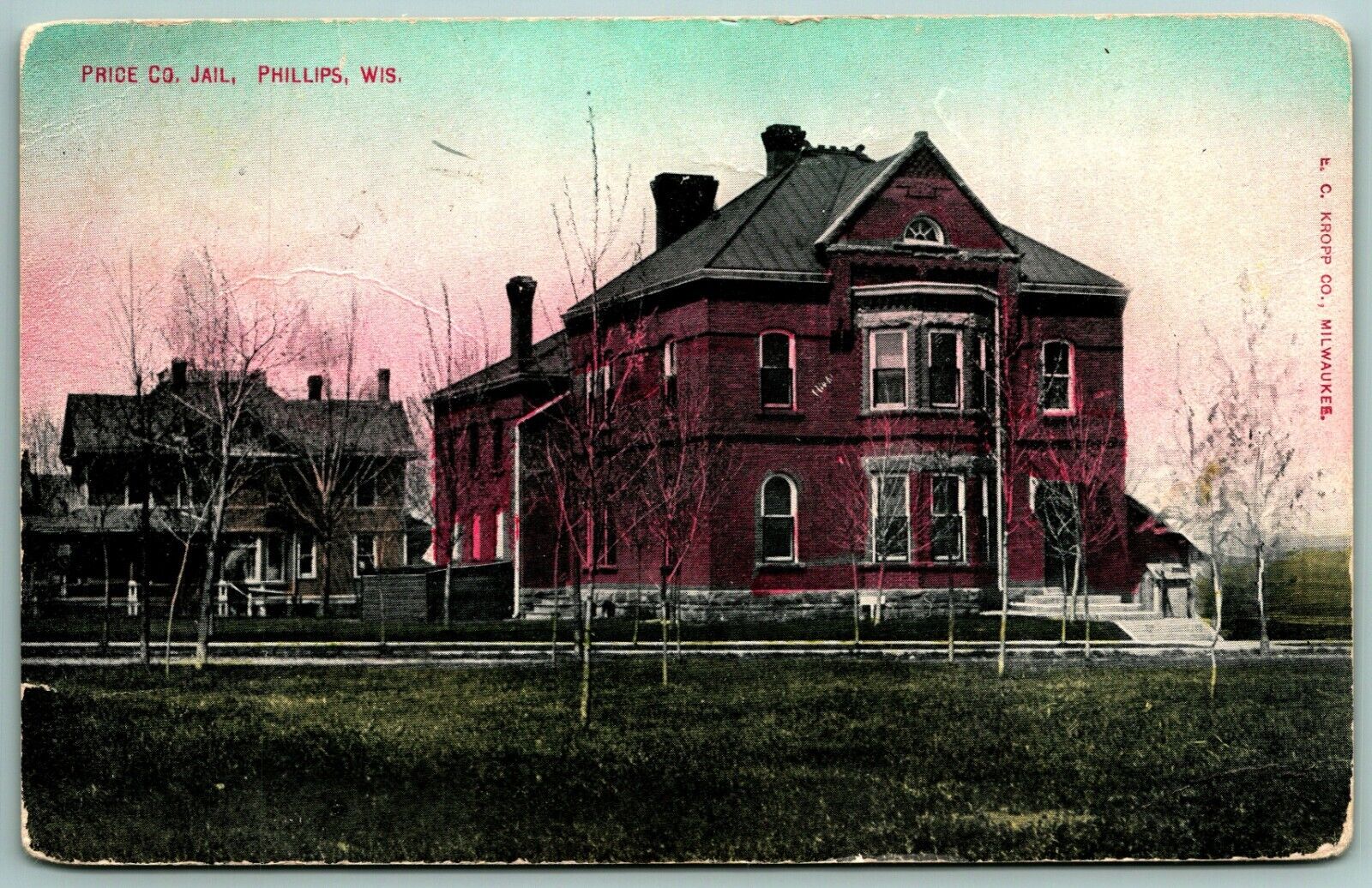 Price County Jail Phillips WI Wisconsin 1908 DB Postcard J11