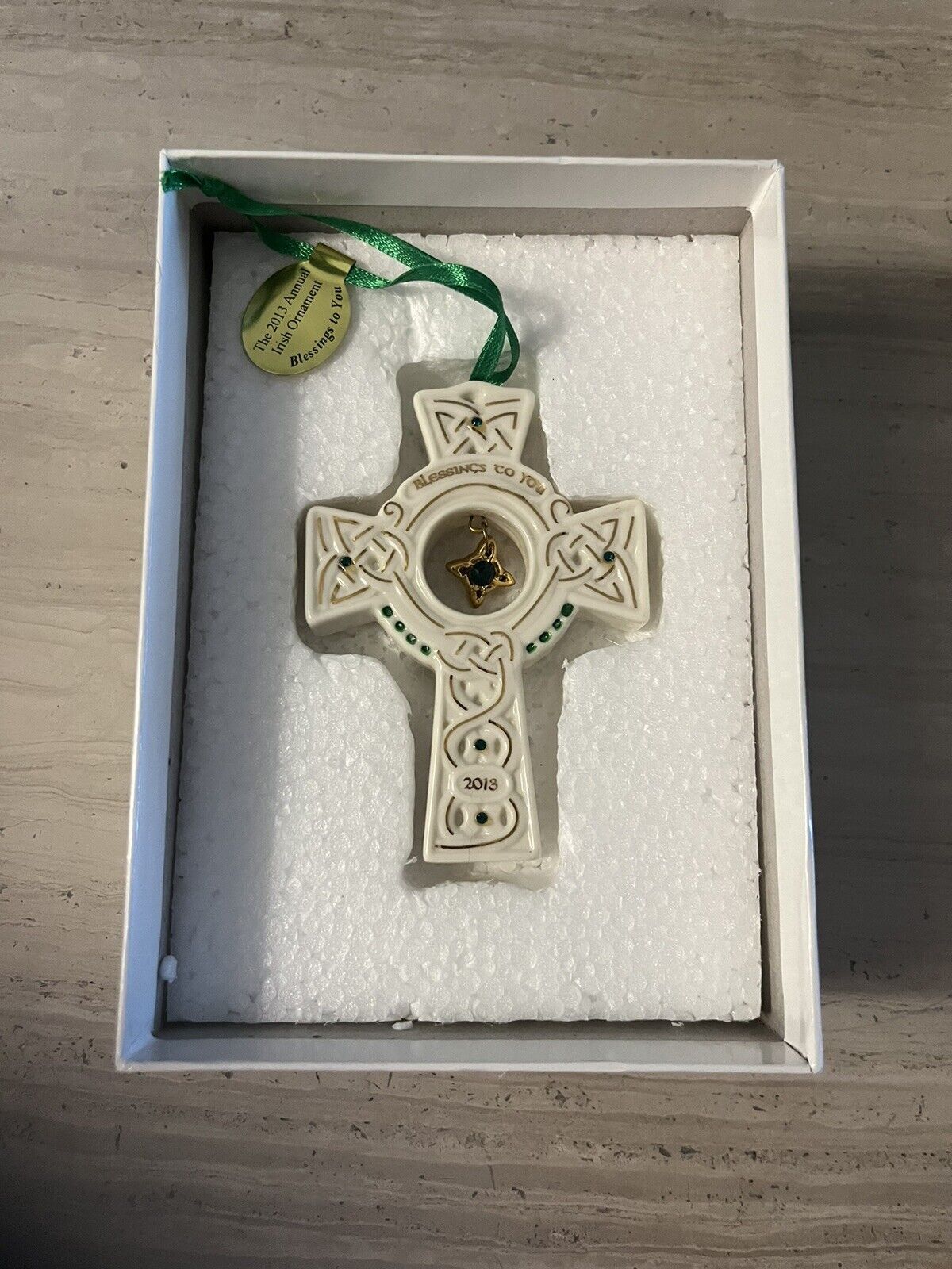 Danbury Mint 2013 Annual  Blessings To You Ornament Irish Cross ~ NEW in BOX