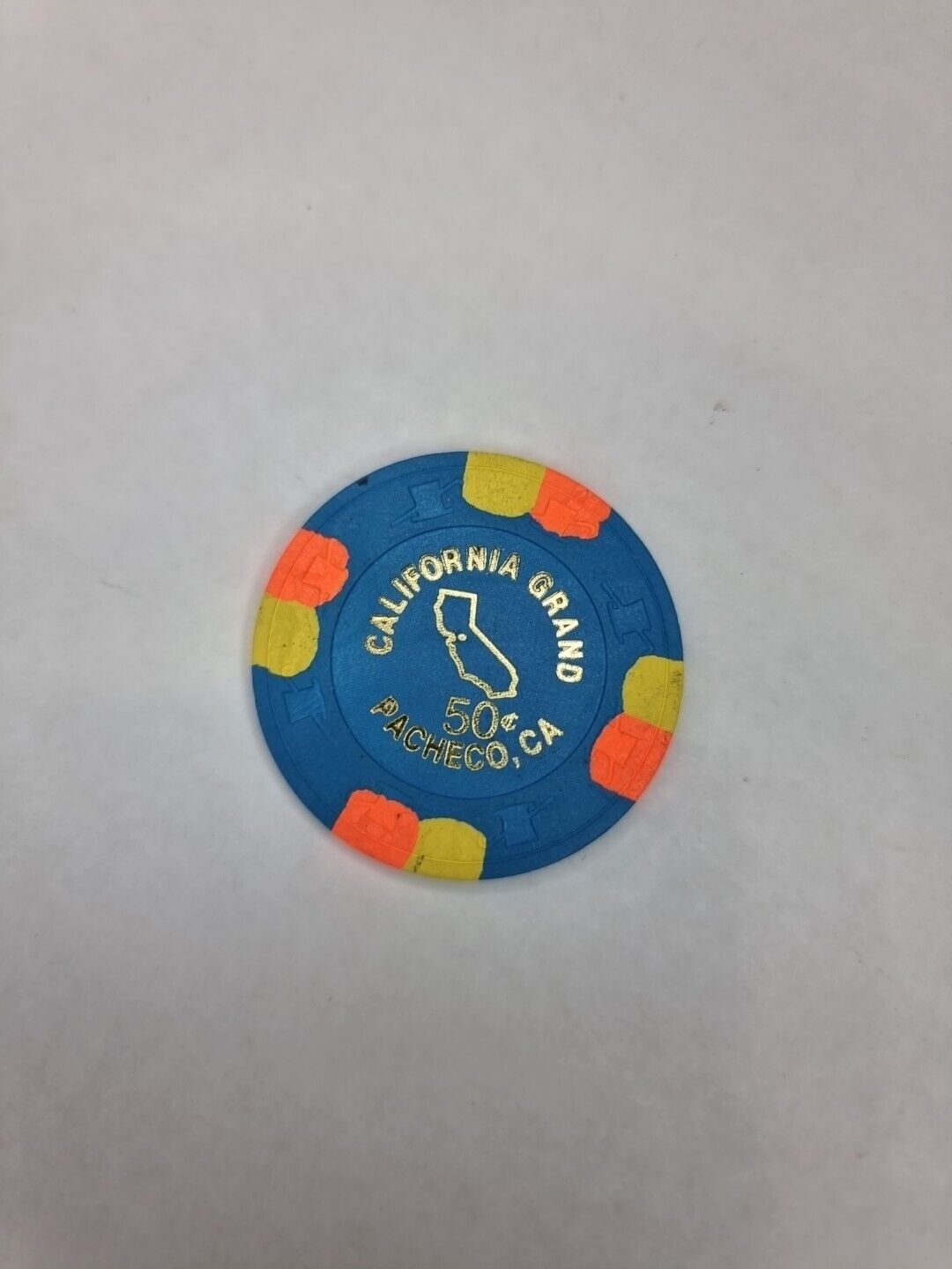 California Grand Pacheco Poker Chip, Rare Casino 50 cent Chip B1246