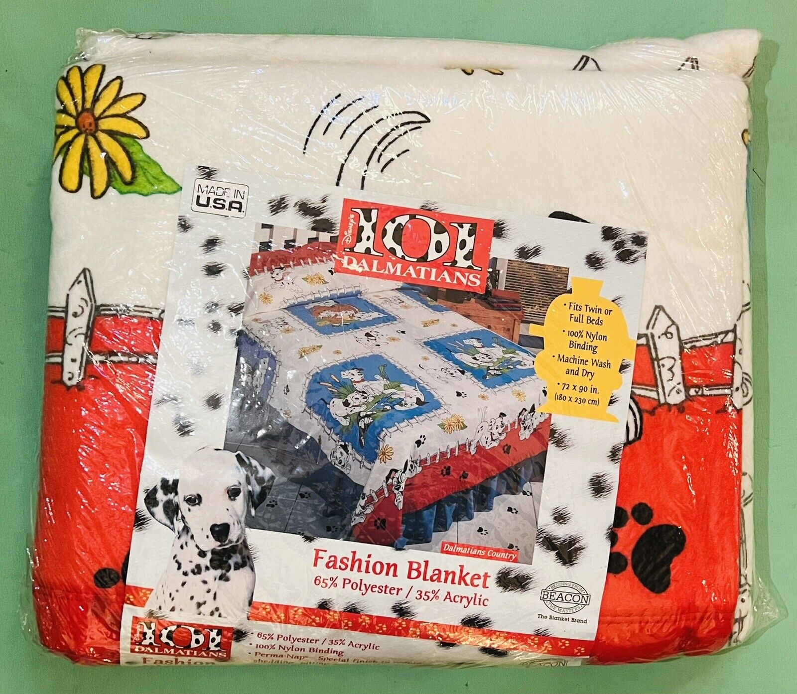 Vintage Beacon 90\'s Disney 101 Dalmatians Blanket Rare Brand New 72\