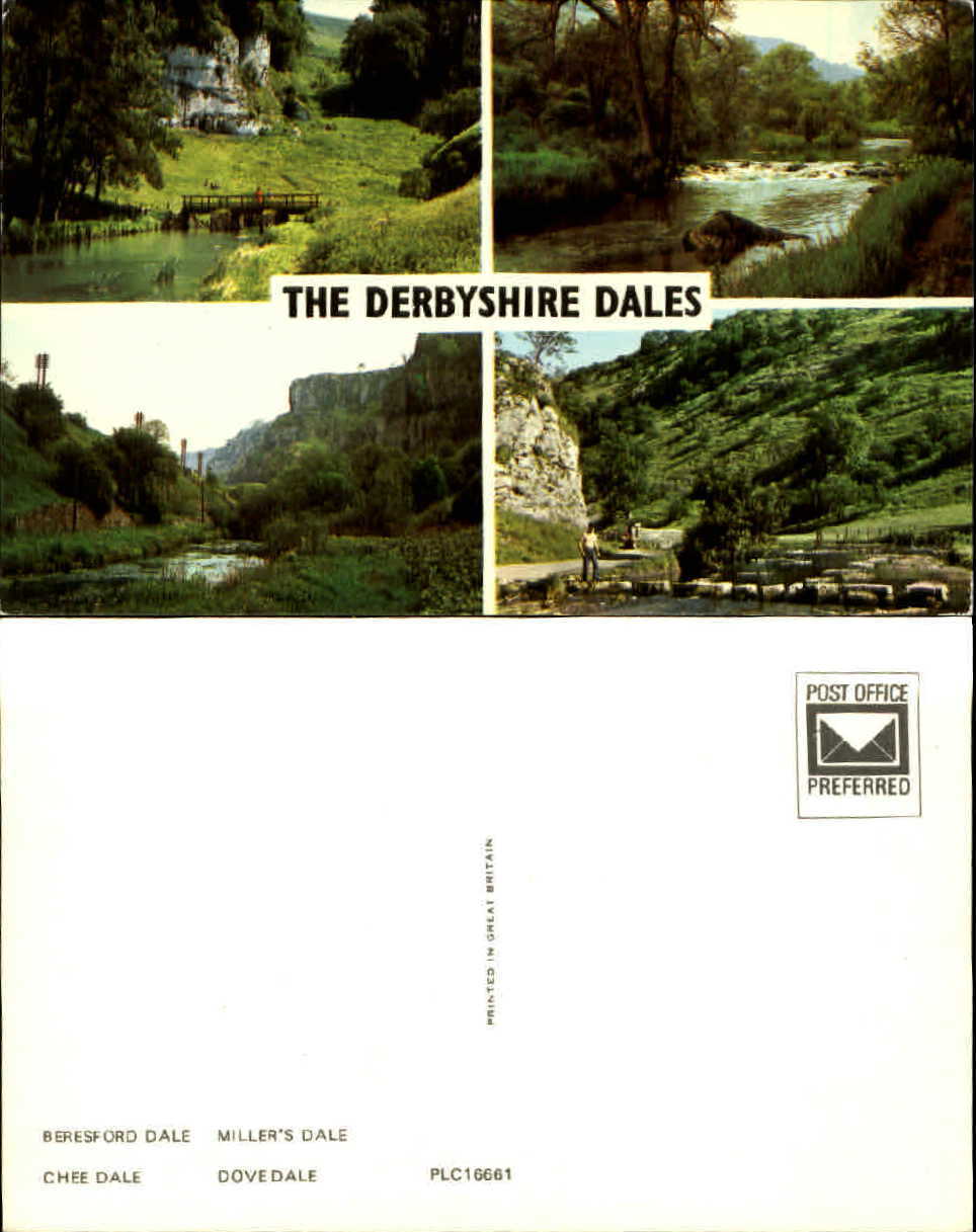 Derbyshire Dales multi-view Chee Dove Beresford Millers England UK old postcard