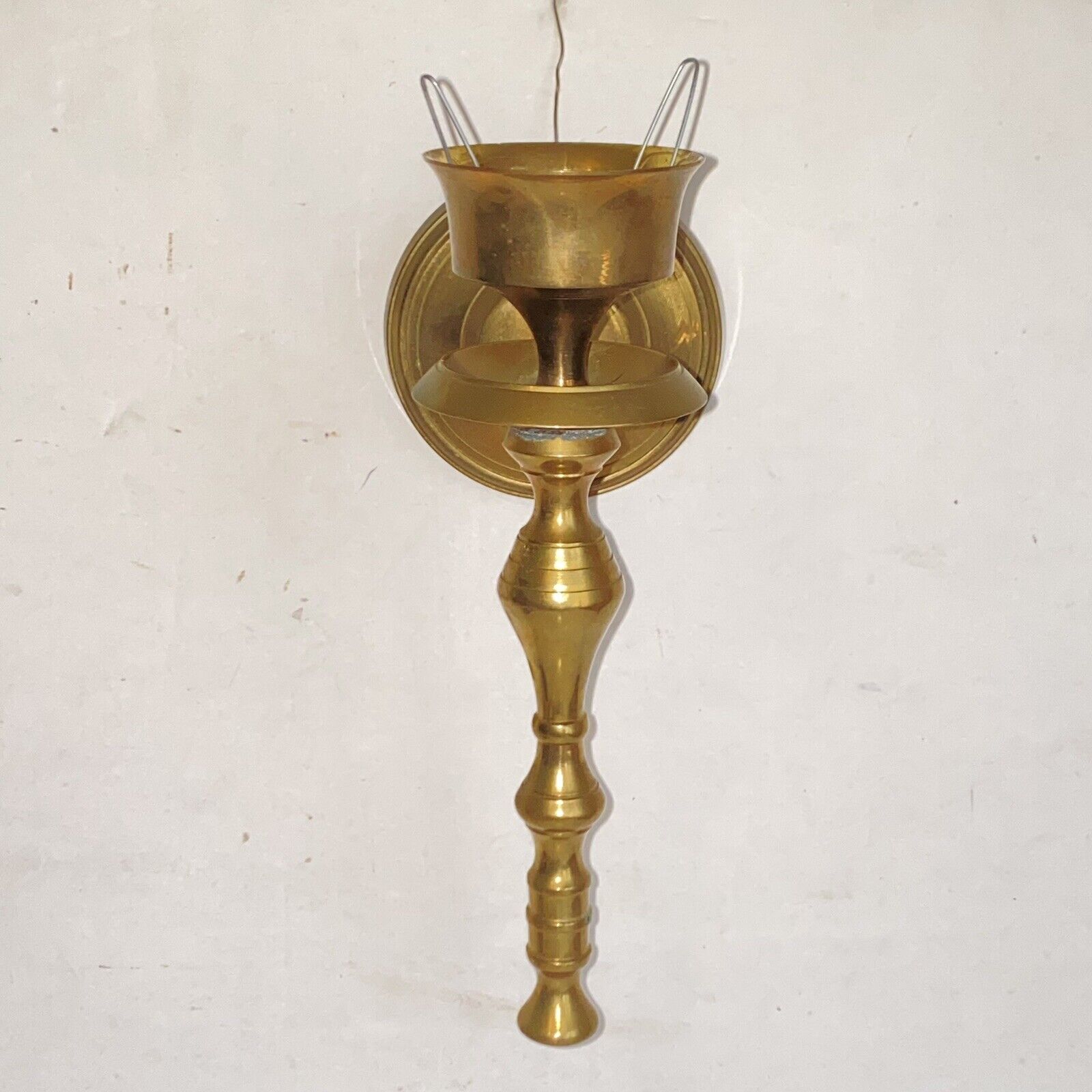 Vintage Solid Brass Candle Holder Wall Sconce Taper Candle or Votive Peg Holder