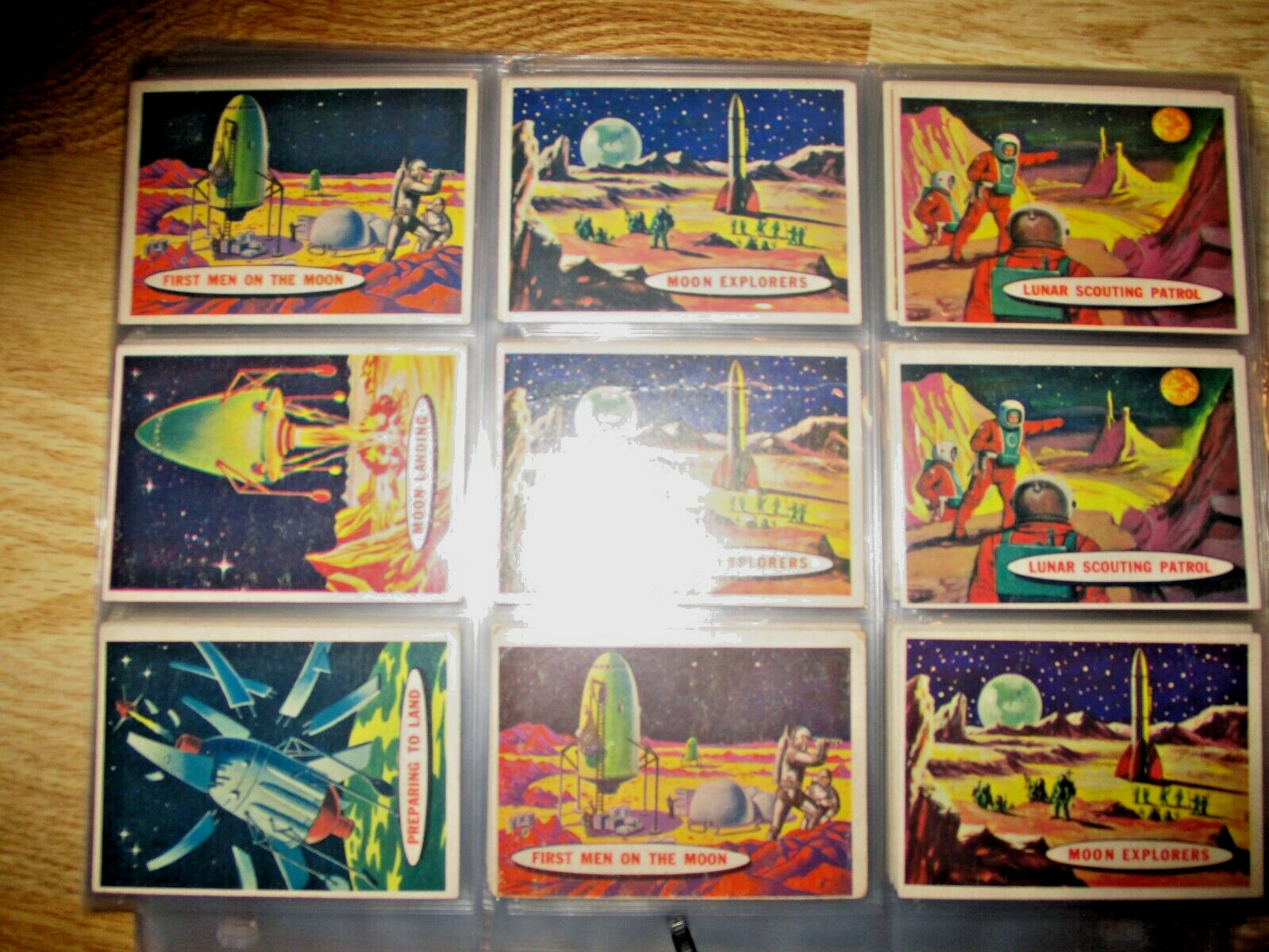 (9) 1957 TOPPS SPACE CARDS -SUBJECT MOON #30, #31, #33, #34, #35~ALL EXCELLENT