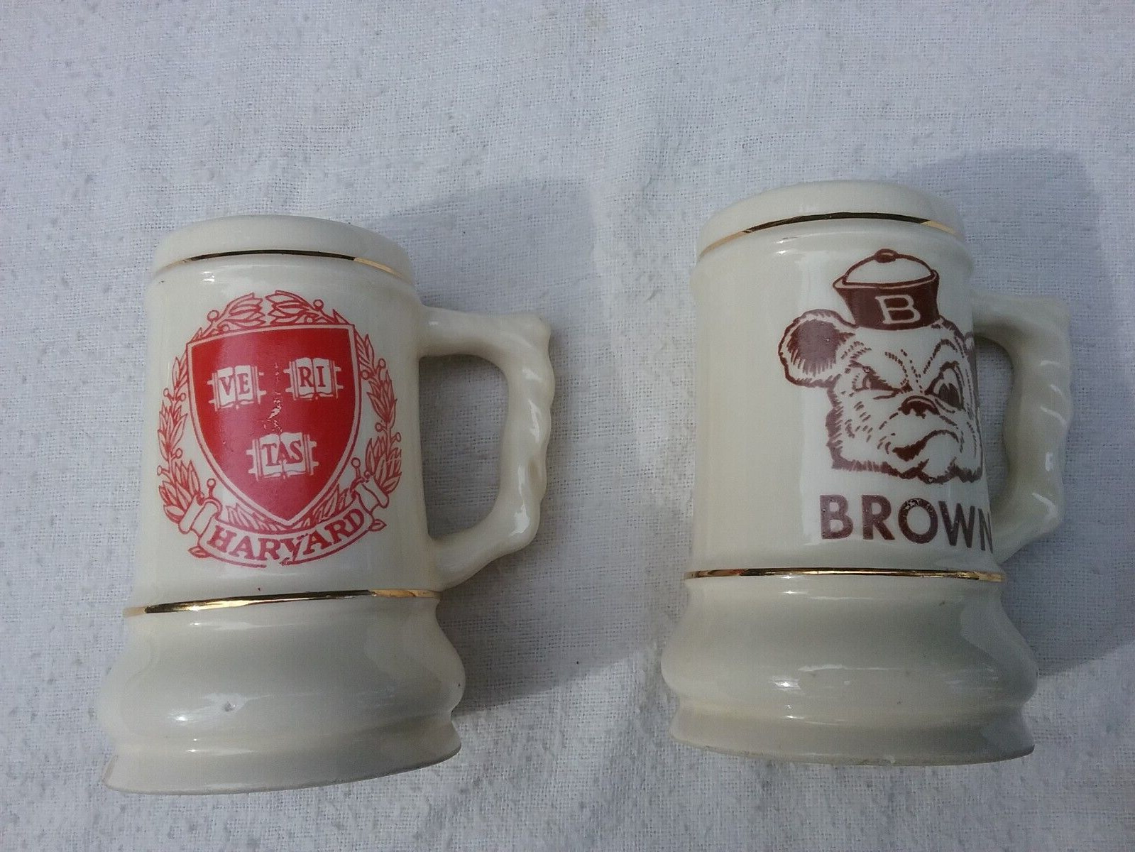Vintage Harvard and Brown University Steins