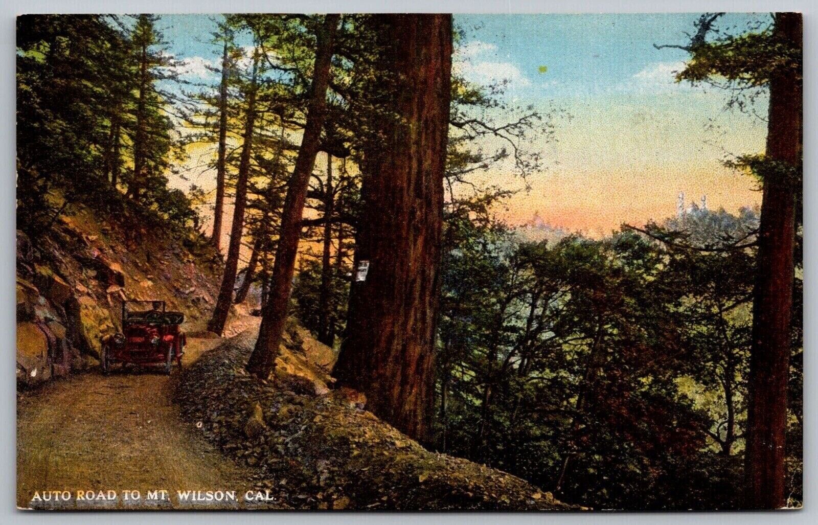 Auto Country Road Mount Wilson California Forest Old Car Vintage UNP Postcard