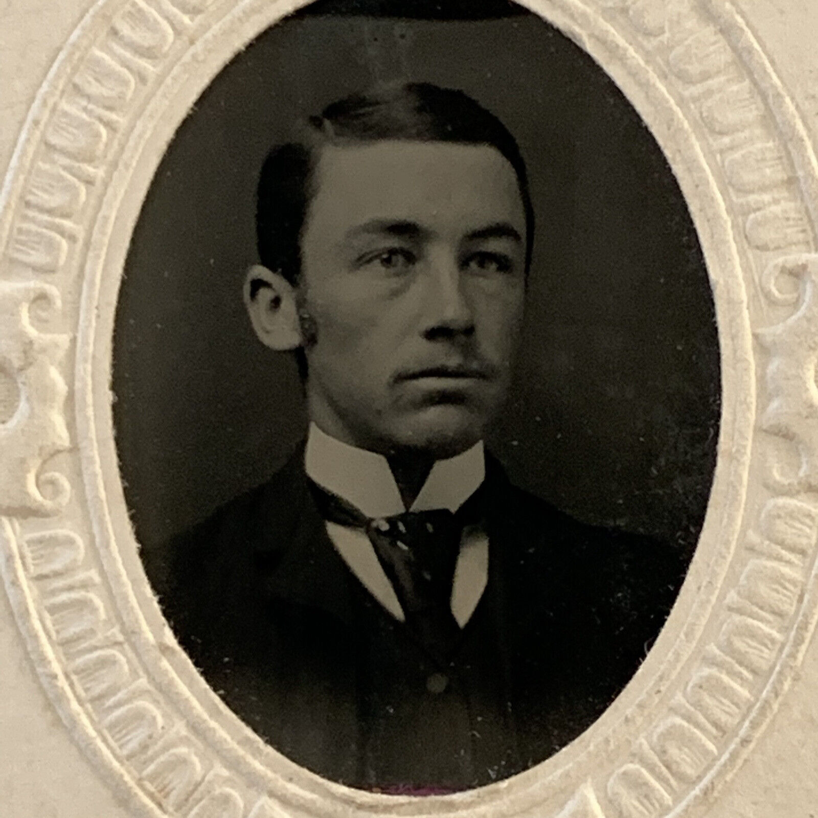 Antique Tintype Photograph Handsome Dapper Young Man Necktie
