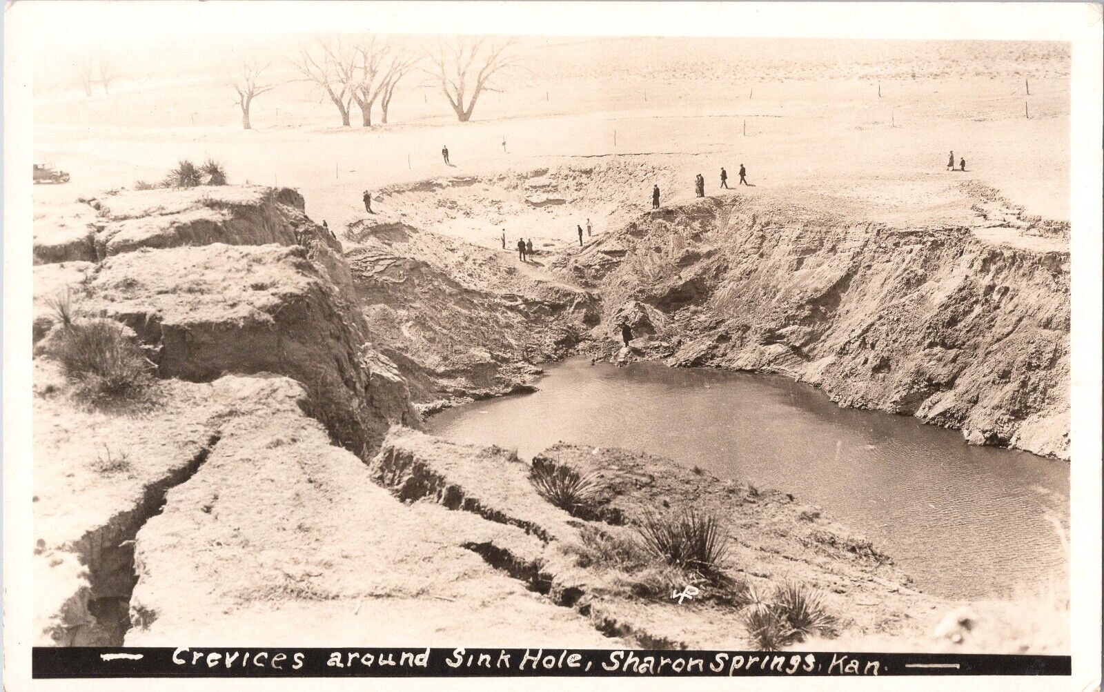 RPPC Sharon Springs KS Sink Hole People Observing 1915 *2