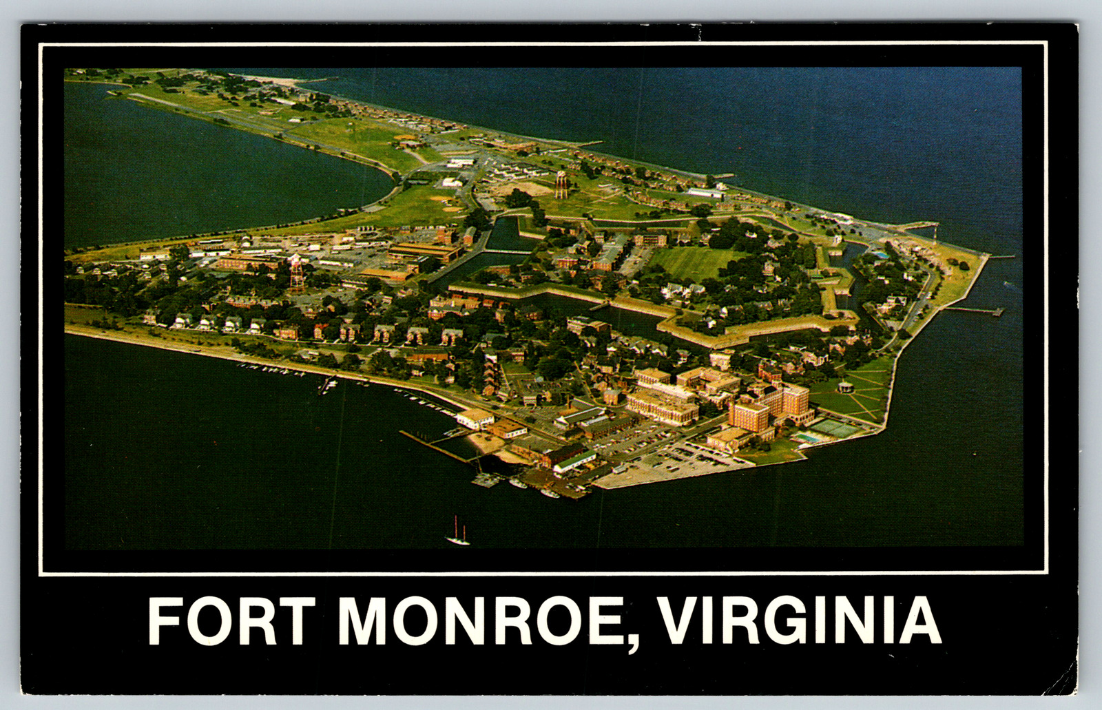 c1910s Fort Monroe Virginia Aerial View Chamberlin Hotel Vintage Postcard