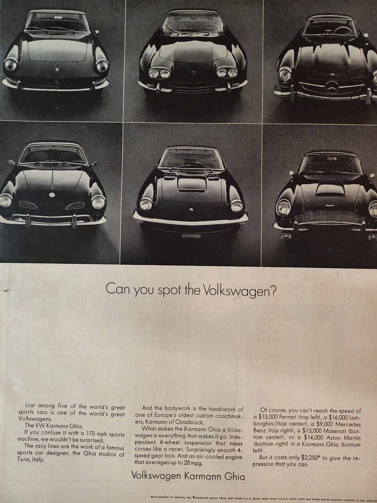 1967 Esquire Original Advertisement VW Can You Spot The Volkswagon Karman Ghia?