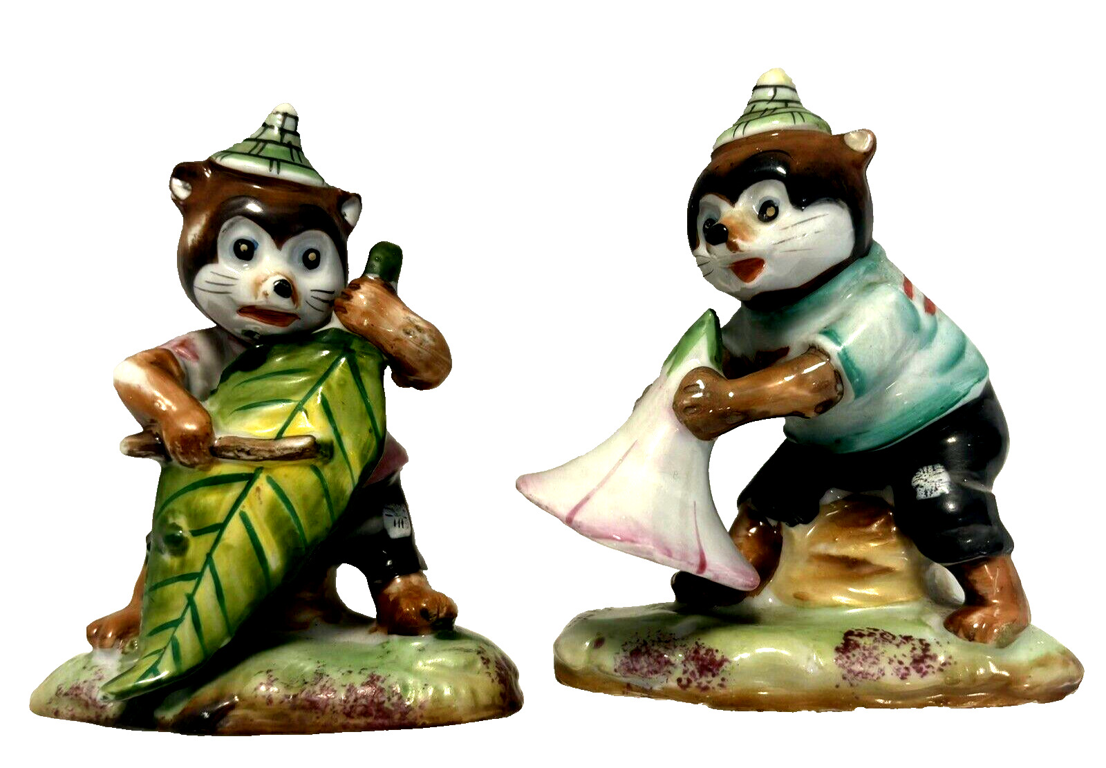 VTG 40s ORION Porcelain 2 LOT Dancing Musical Bear Set Figurines Occupied Japan