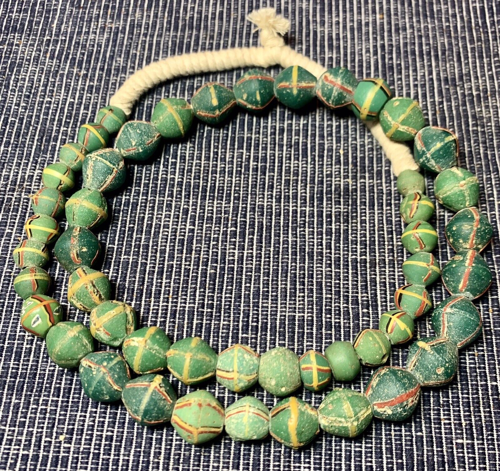 Antique Venetian Green King Beads  Antique African Trade Beads VERY RARE