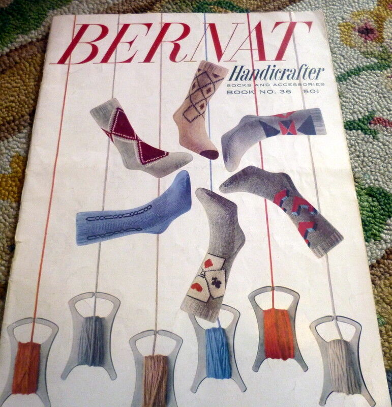 RARE VTG 1950s BERNAT FUN SOCKS KNITTING BOOK 1953 *Designs to Hand Knit*