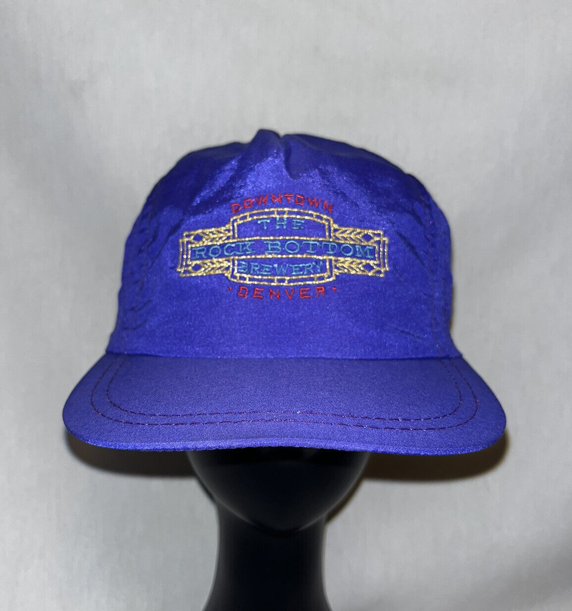 Vintage The Rock Bottom Brewery Denver Hat Purple Nylon