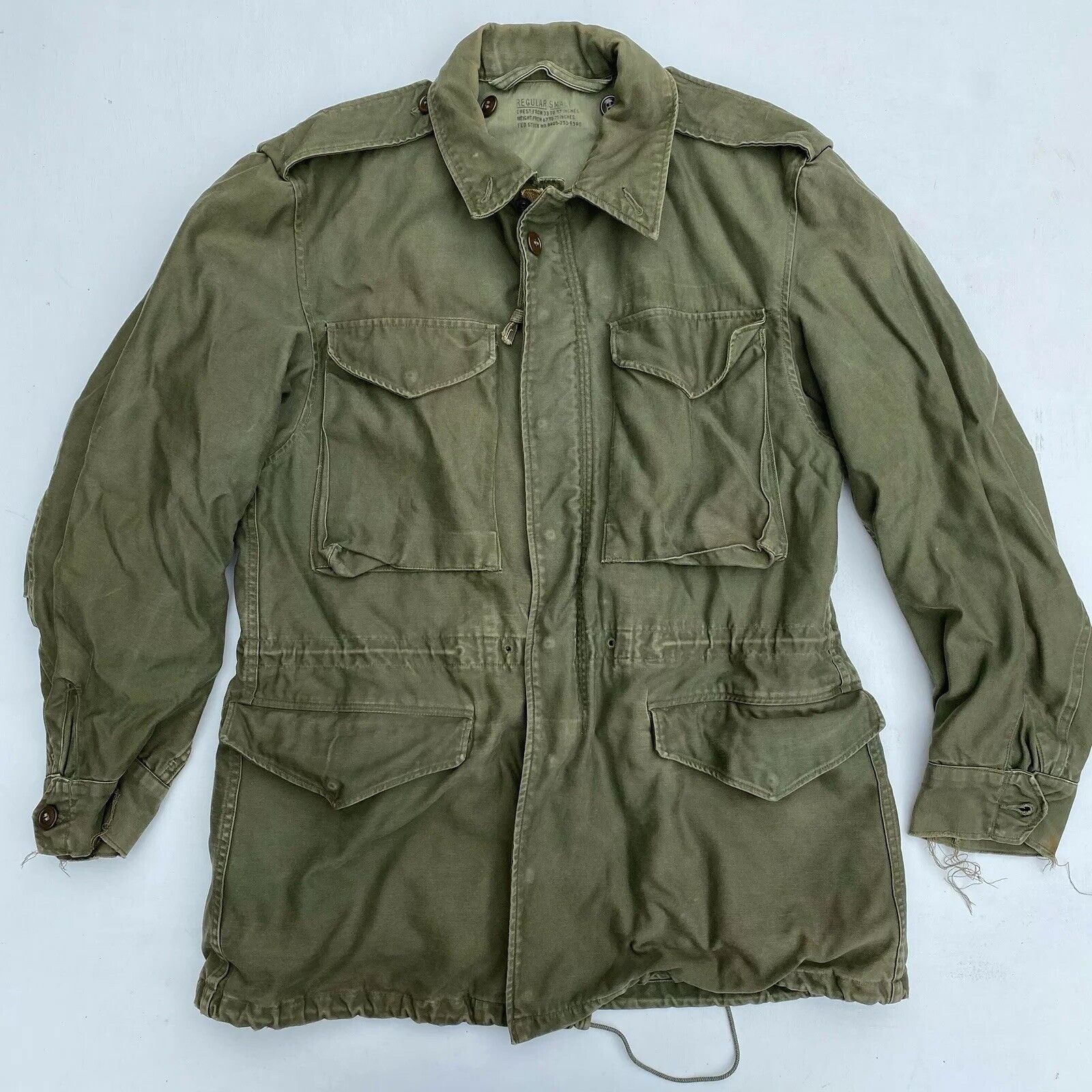Vintage WWII Jacket Military M-1943 M43 US Army Field Parks Small 1940s